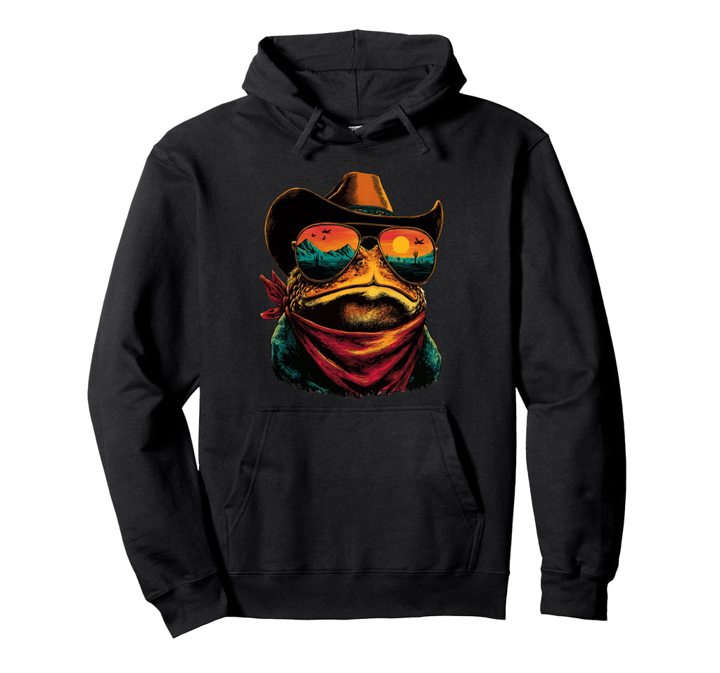 Colorful Toad Sunglasses Cowboy Animal Hoodie - Graphic Print for Adults - T-Shirt, Sweatshirt, Hoodie