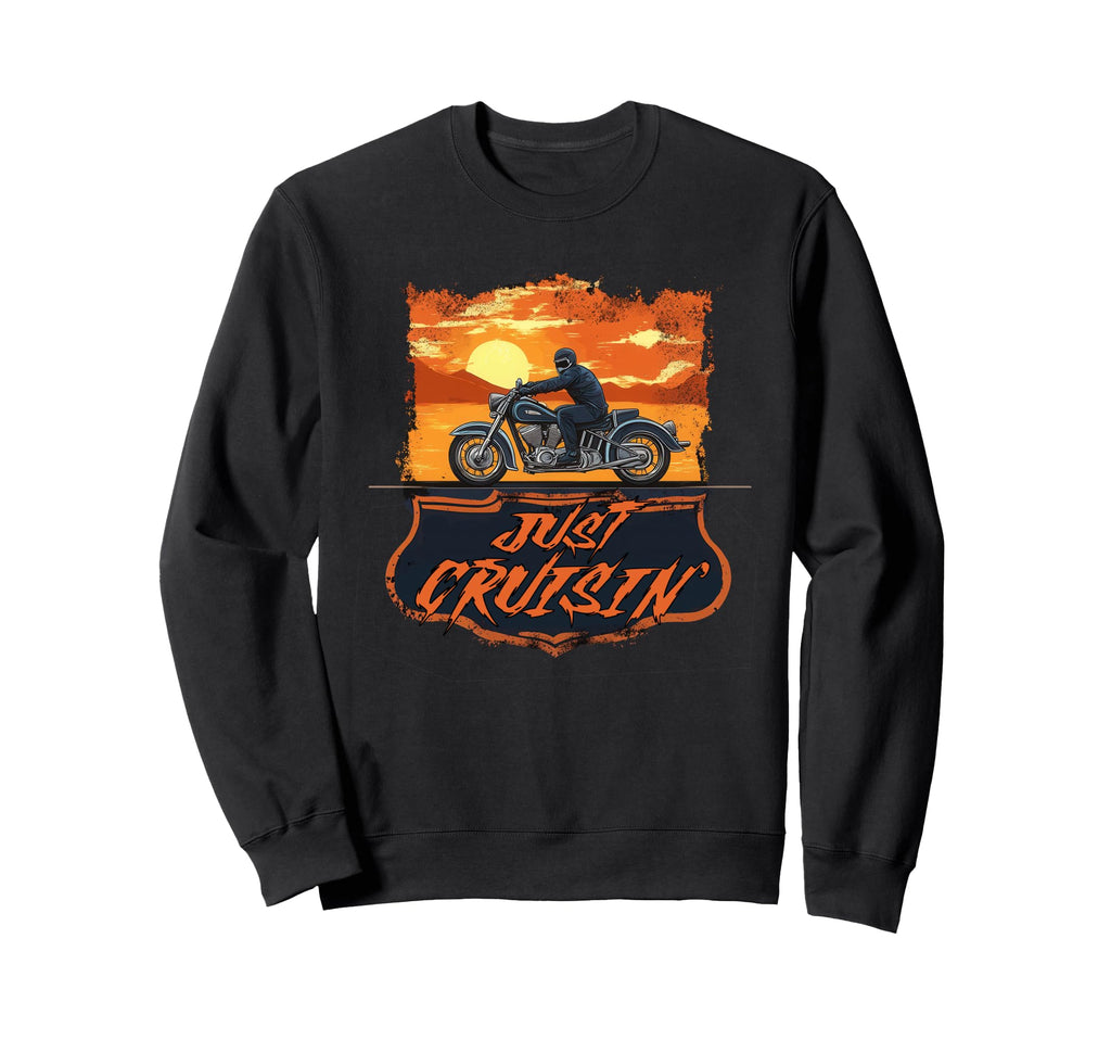 Just Cruisin Motorcycle Trip Sunset Sweatshirt - Custom Art Print Unisex - T-Shirt, Sweatshirt, Hoodie