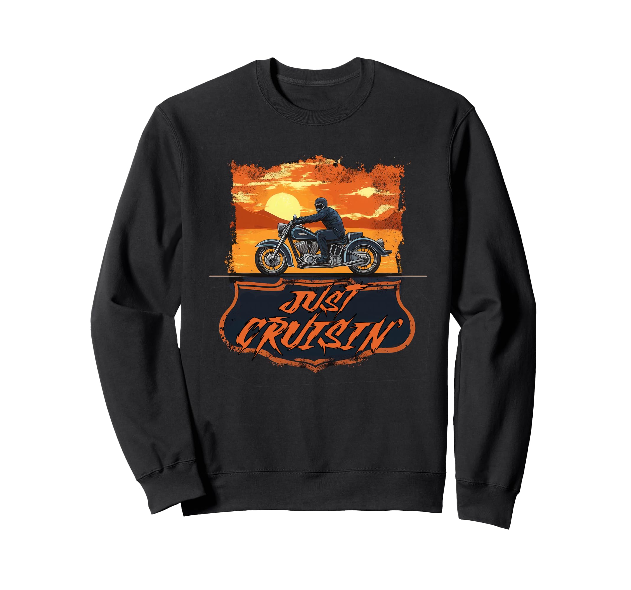 Just Cruisin Motorcycle Trip Sunset Sweatshirt - Custom Art Print Unisex - T-Shirt, Sweatshirt, Hoodie
