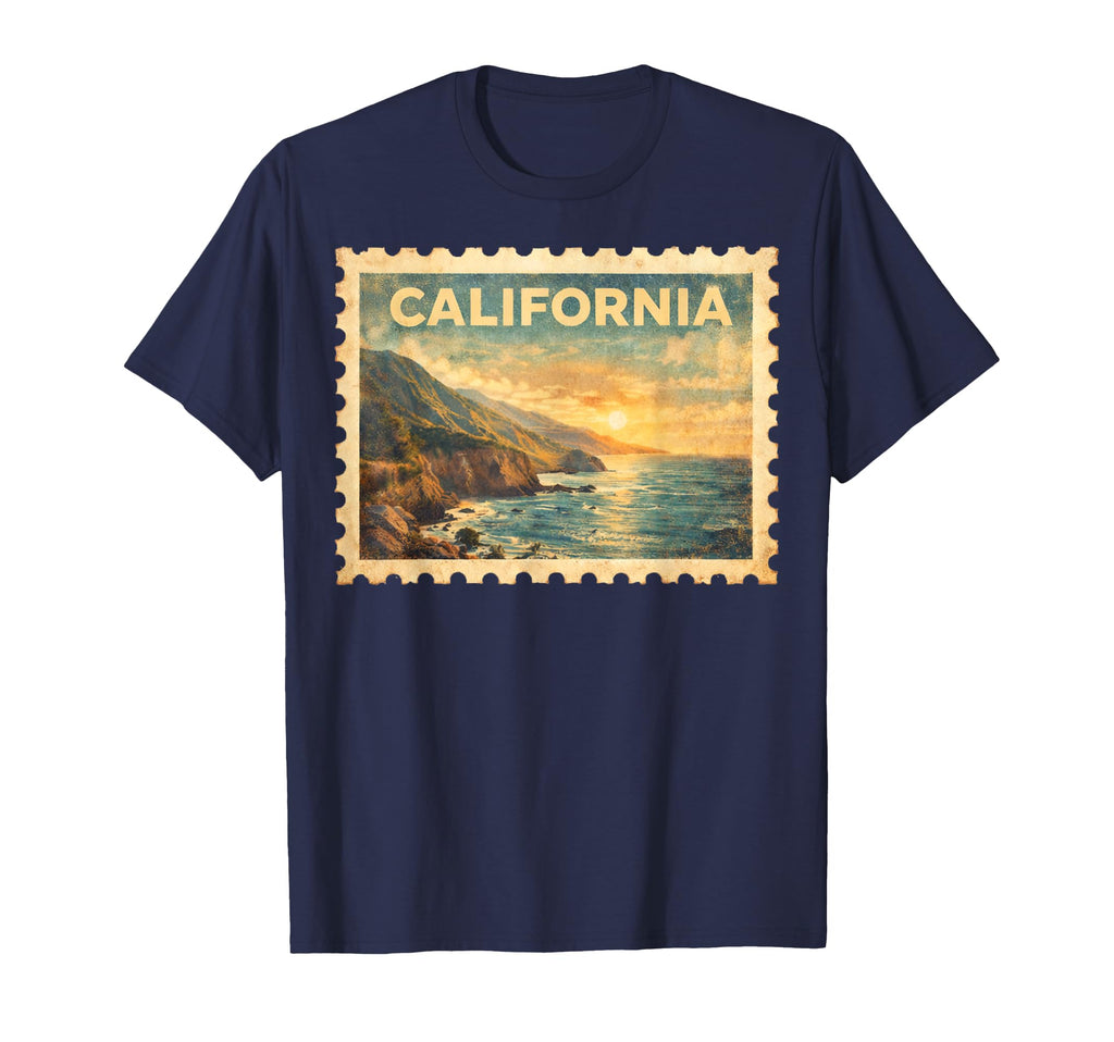 California Travel Stamp Art T-Shirt - Graphic Print Unisex - T-Shirt, Sweatshirt, Hoodie