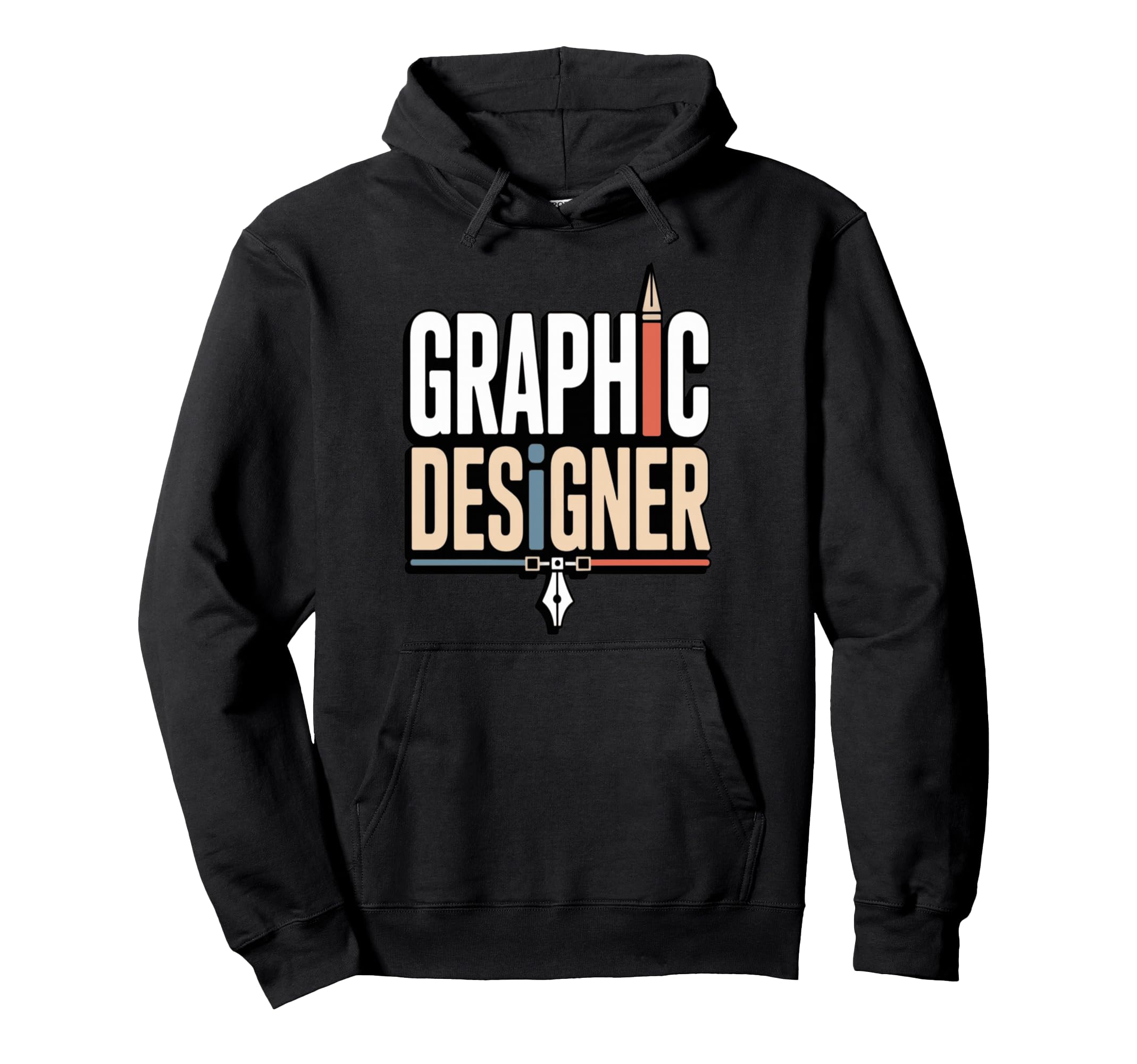 Designer Typography Pen Icon Hoodie - Casual Everyday Wear for Adults - T-Shirt, Sweatshirt, Hoodie