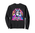 Cat Roller Skater 80S 90S Synthwave Sweatshirt - Trendy Graphic for Adults - T-Shirt, Sweatshirt, Hoodie