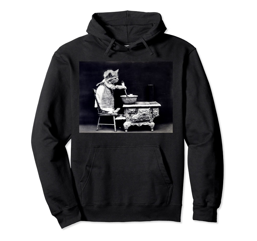 Old Farmer Kitten Cat Black And White Hoodie - Trendy Graphic for Adults - T-Shirt, Sweatshirt, Hoodie
