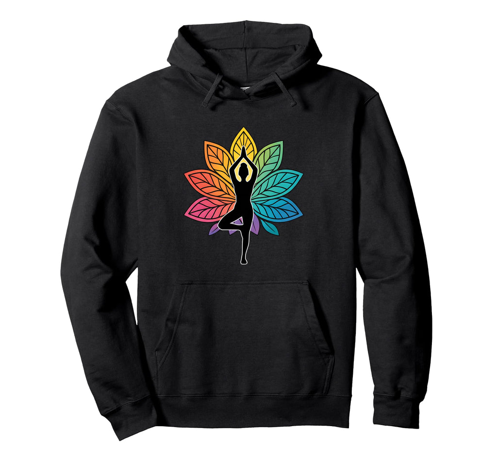 Yoga Pose Chakra Tree Silhouette Lotus Hoodie - Trendy Graphic for Adults - T-Shirt, Sweatshirt, Hoodie
