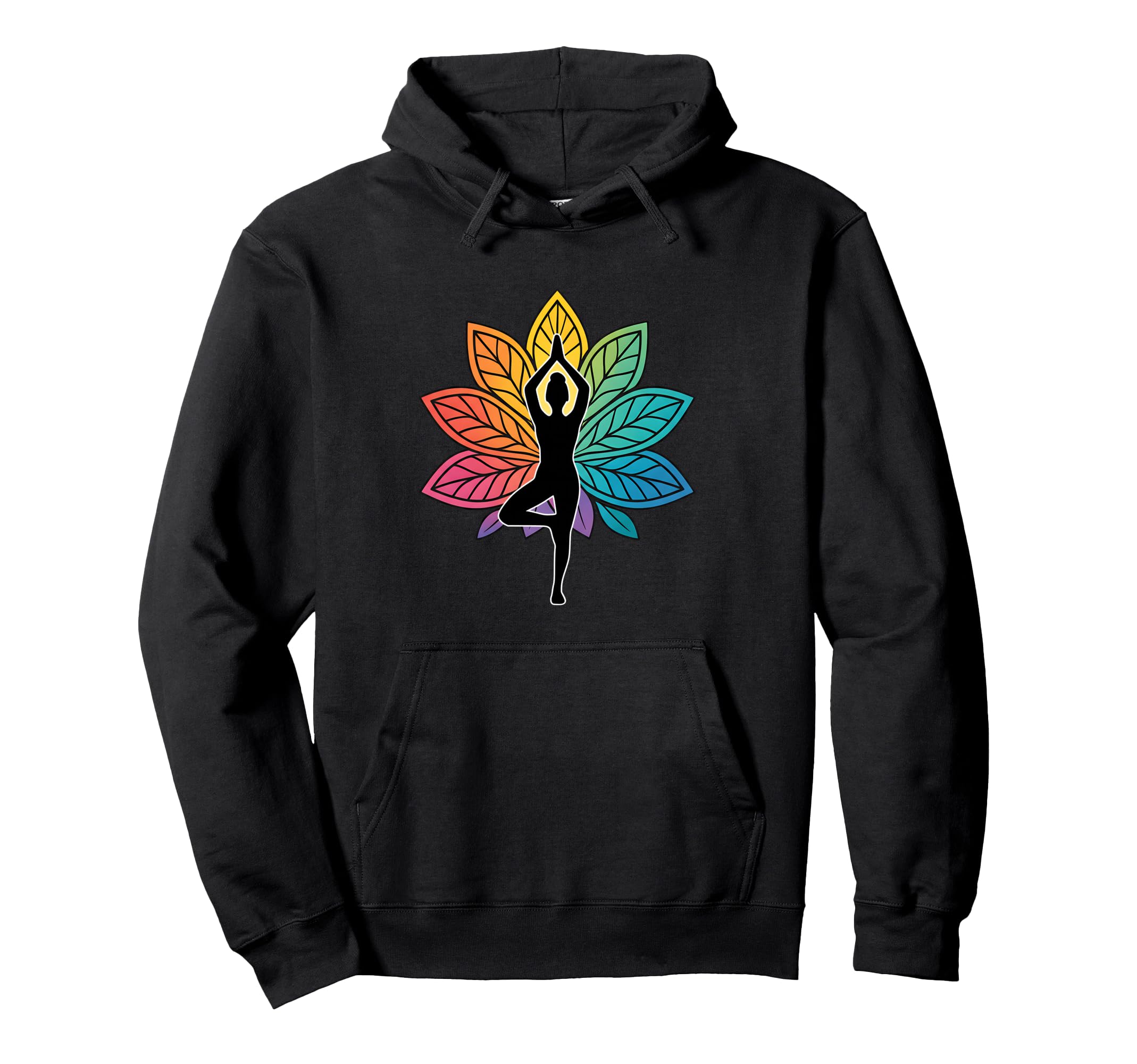 Yoga Pose Chakra Tree Silhouette Lotus Hoodie - Trendy Graphic for Adults - T-Shirt, Sweatshirt, Hoodie