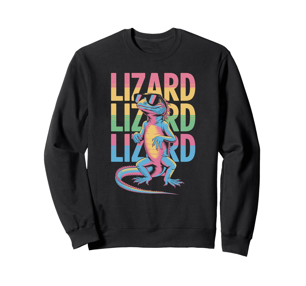 Lizard 80S Vaporwave Reptile Sweatshirt - Unique Graphic Men Women - T-Shirt, Sweatshirt, Hoodie