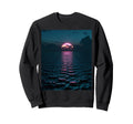 Vaporwave Aesthetic Sunset Sea Sweatshirt - Fun Novelty Design Unisex - T-Shirt, Sweatshirt, Hoodie