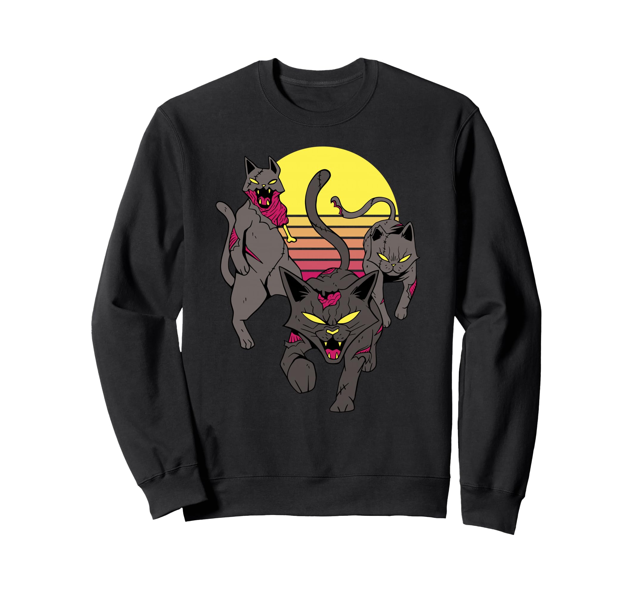 Zombie Cats Sunset Horror Sweatshirt - Aesthetic Graphic for Adults - T-Shirt, Sweatshirt, Hoodie