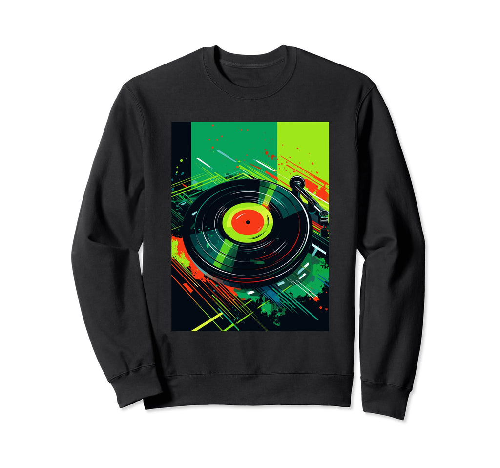 Vinyl Record Player Dj Music Sweatshirt - Graphic Print for Adults - T-Shirt, Sweatshirt, Hoodie