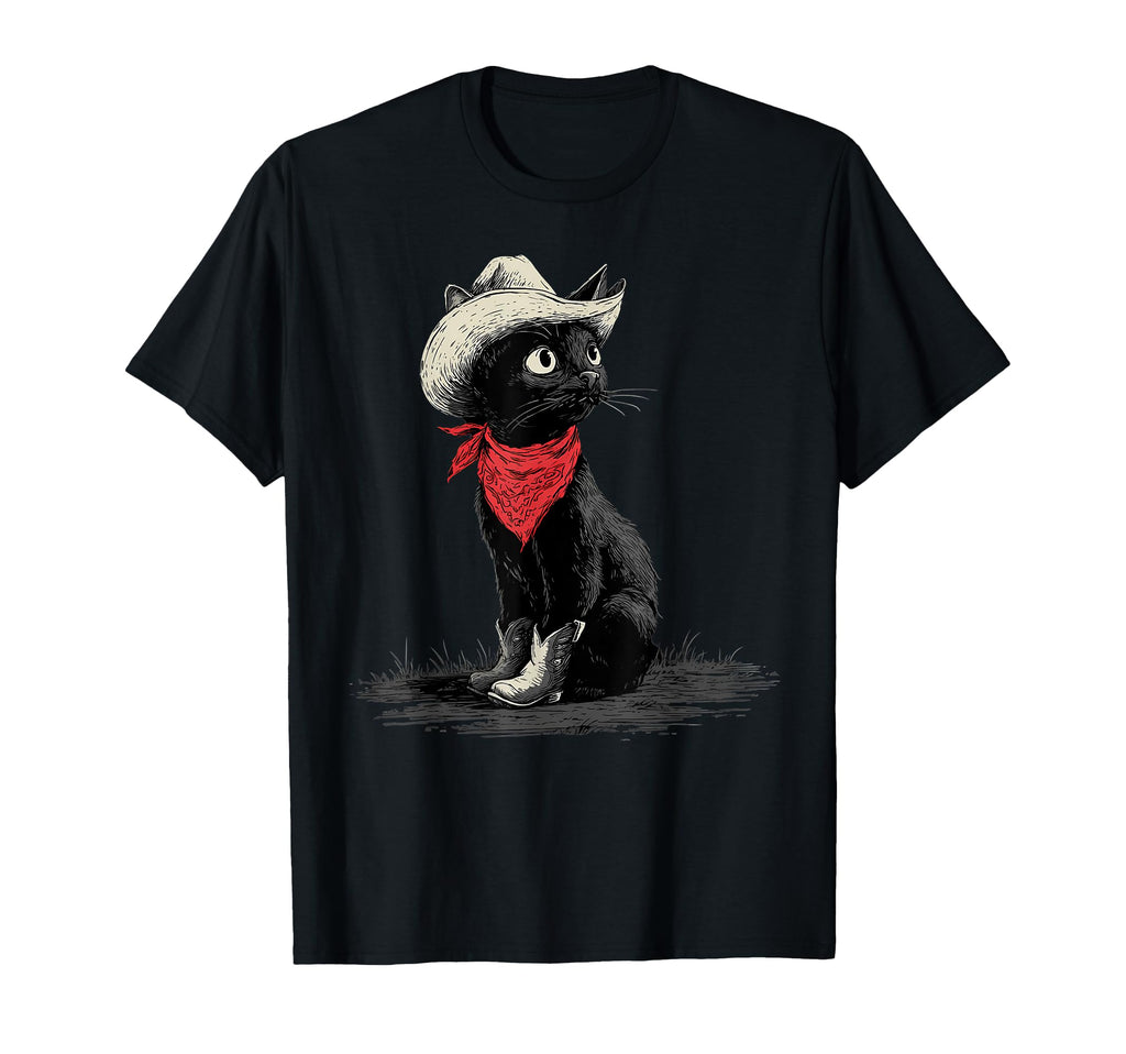 Cowboy Cat Western Country Cowgirl T-Shirt - Unique Graphic for Adults - T-Shirt, Sweatshirt, Hoodie