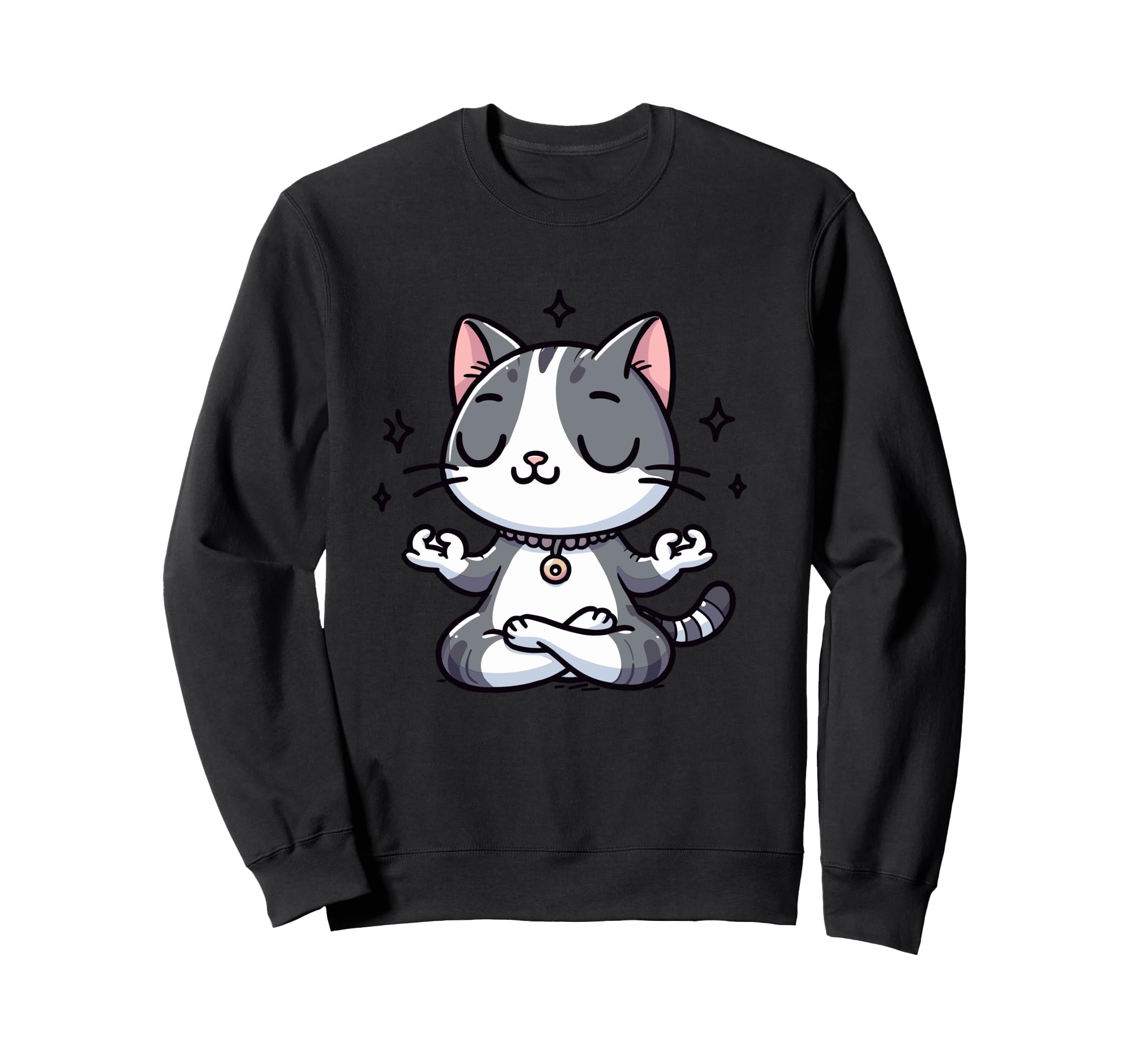 Meditation Cat Yoga Pose Relaxing Sweatshirt - Custom Art Print Men Women - T-Shirt, Sweatshirt, Hoodie
