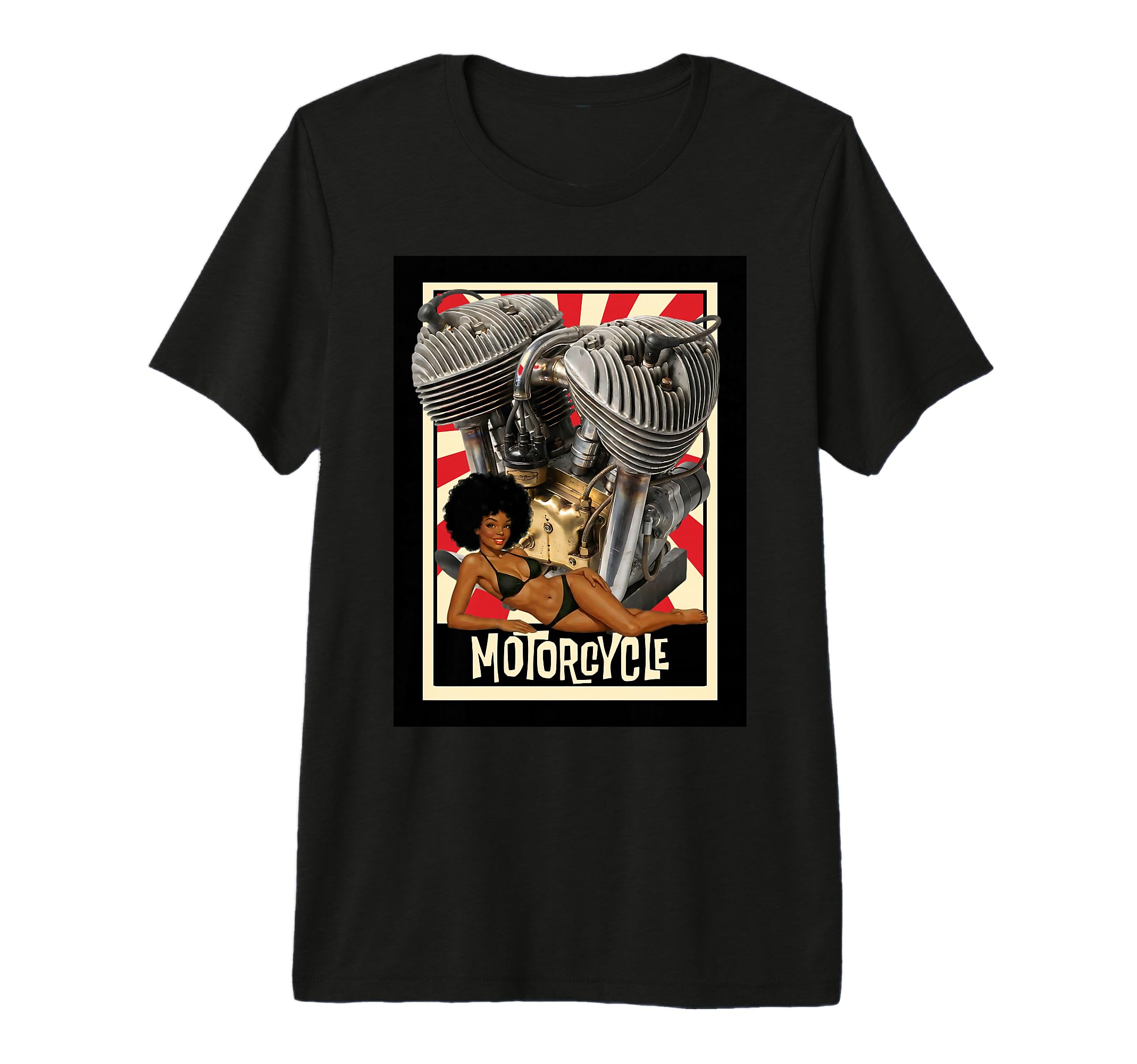 Motorcycle Engine Pinup Art Biker T-Shirt - Aesthetic Graphic Men Women - T-Shirt, Sweatshirt, Hoodie