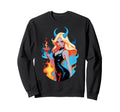 Edgy Fiery Pinup Devilish Horns Sweatshirt - Novelty Apparel for Adults - T-Shirt, Sweatshirt, Hoodie