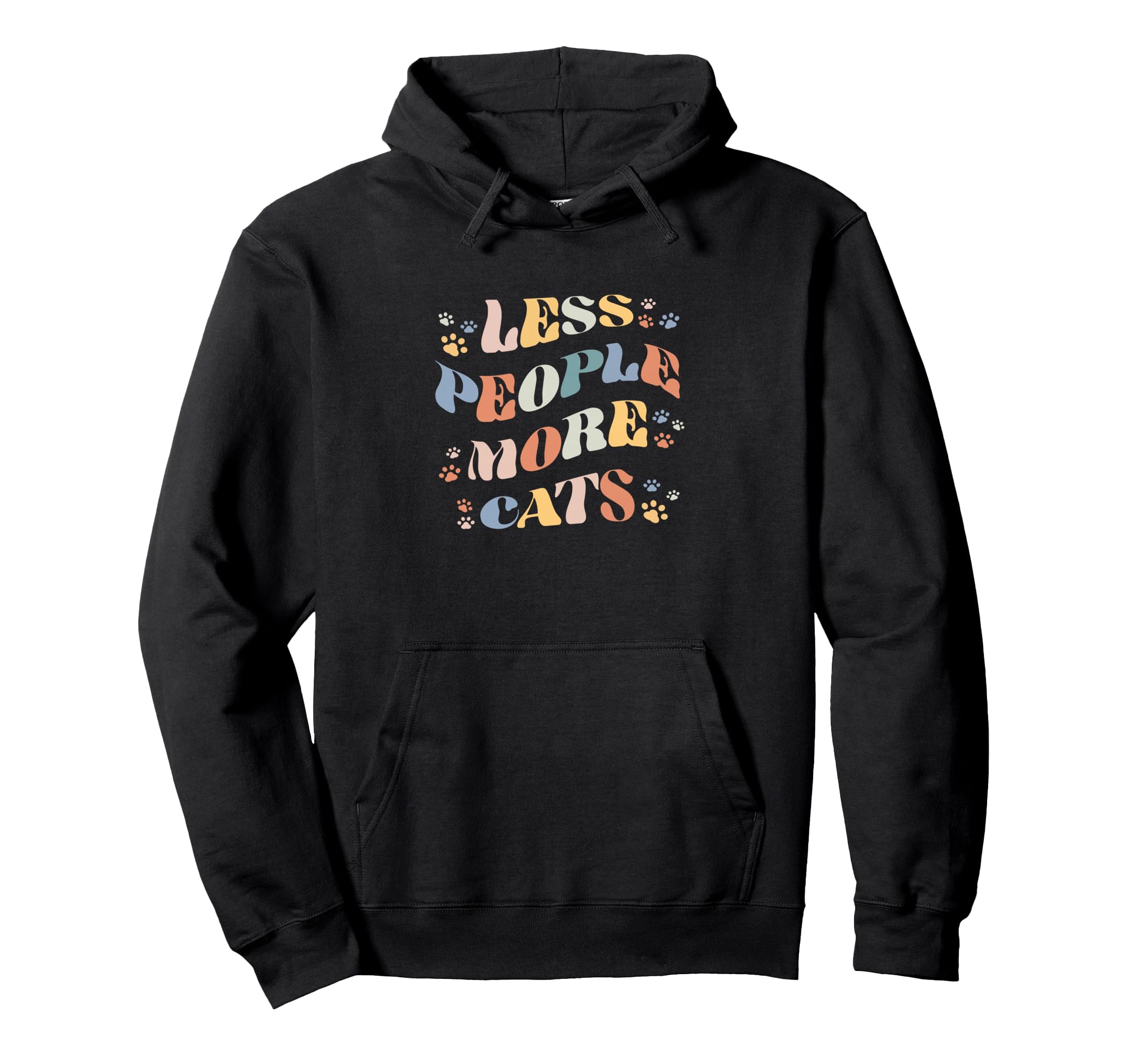 Less People More Cats Funny Introvert Cat Hoodie - Minimalist Print Unisex - T-Shirt, Sweatshirt, Hoodie