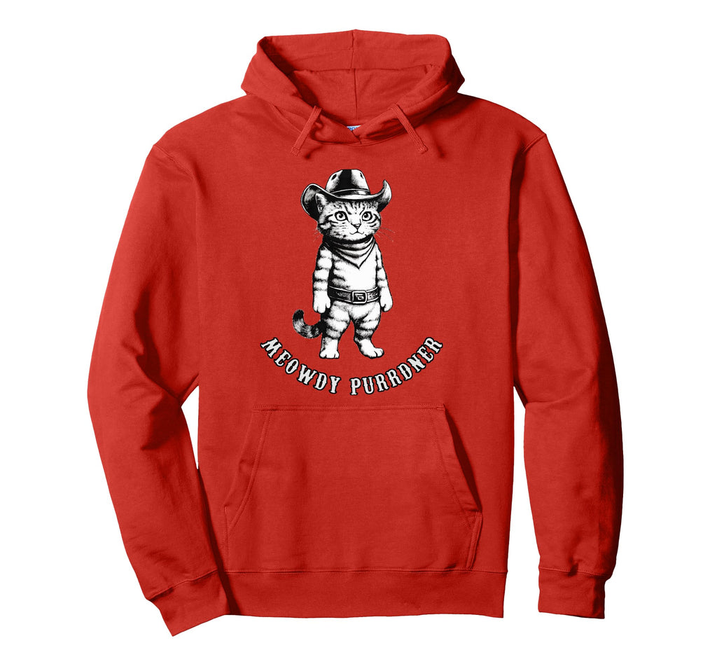 Cowboy Cat Meowdy Purrdner Quirky Funny Hoodie - Graphic Print for Adults - T-Shirt, Sweatshirt, Hoodie