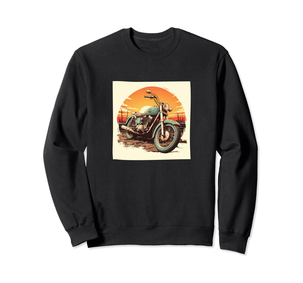 Motorcycle Distressed Sunset Sweatshirt - Trendy Graphic for Adults - T-Shirt, Sweatshirt, Hoodie