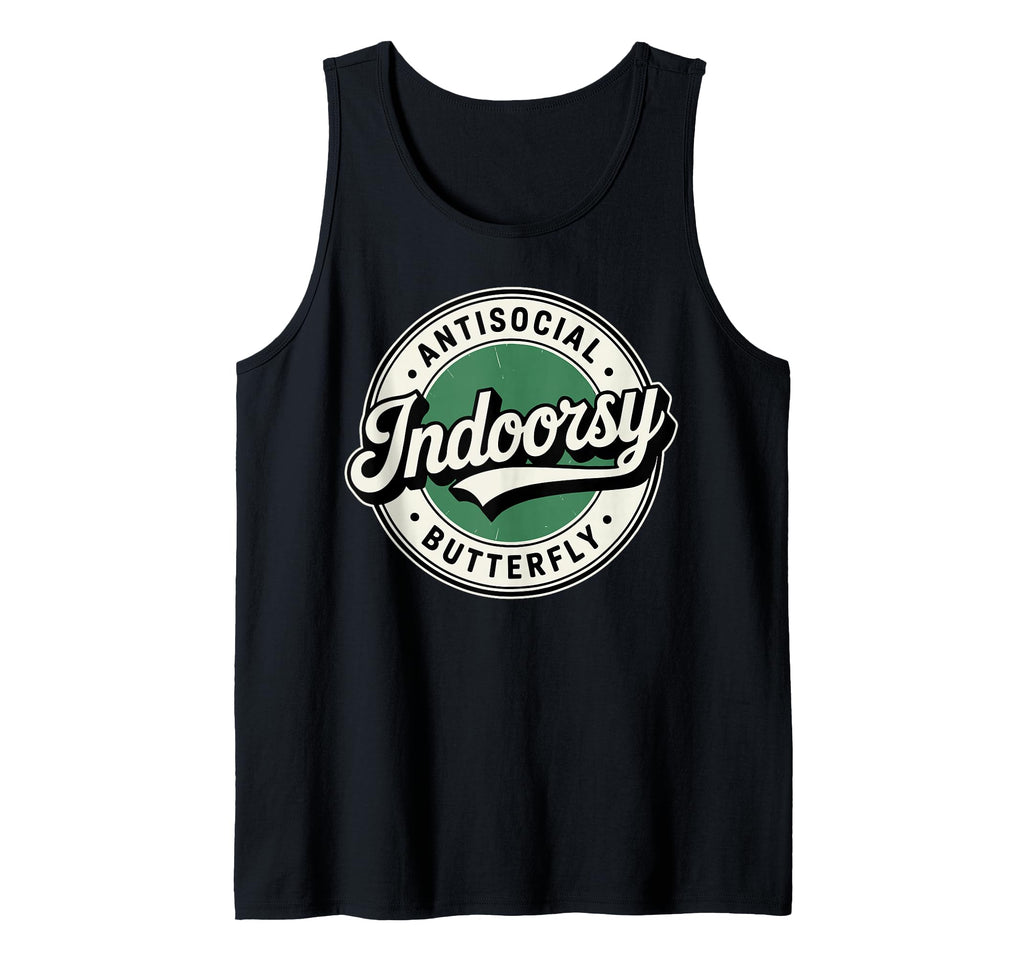 Indoorsy Antisocial Butterfly Badge T-Shirt - Fun Novelty Design Unisex - T-Shirt, Sweatshirt, Hoodie