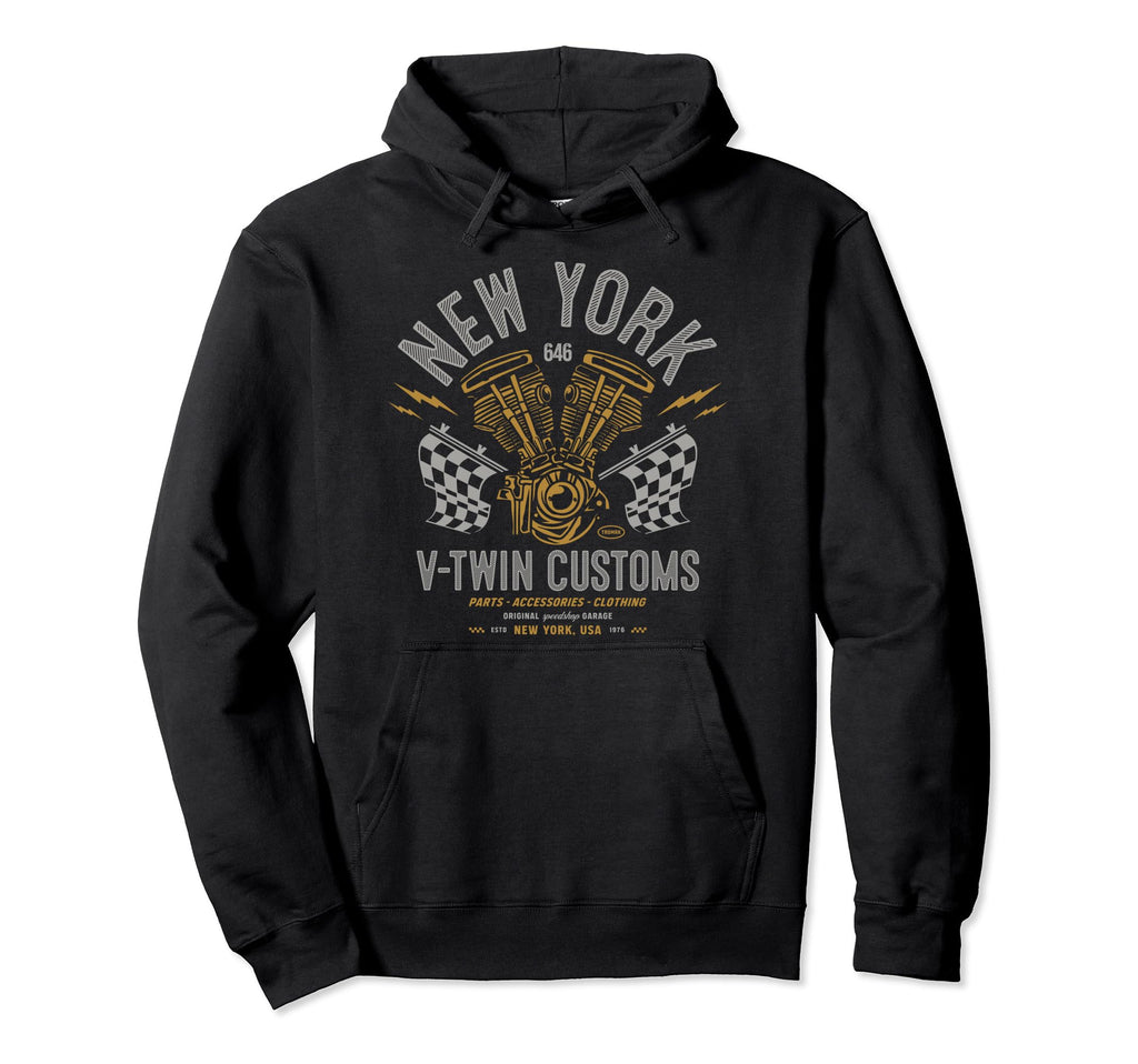 New York Local Motorcycle Garage Biker Hoodie - Unique Graphic for Adults - T-Shirt, Sweatshirt, Hoodie