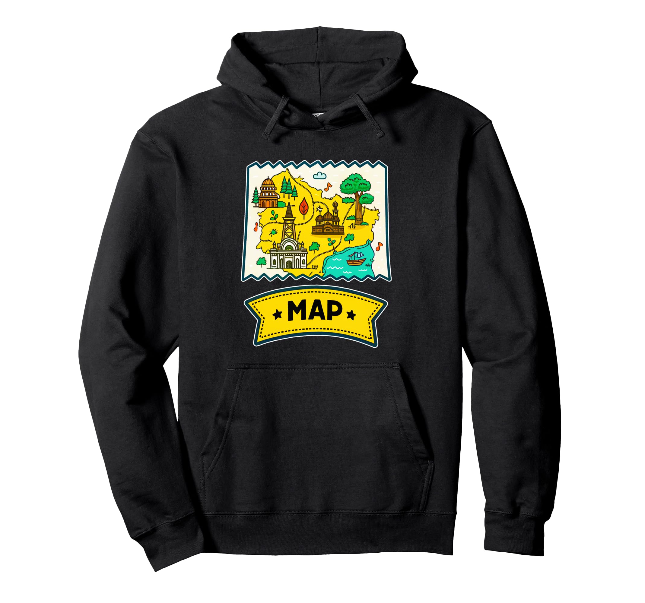 Detailed Map Illustration Hoodie - Graphic Print Men Women - T-Shirt, Sweatshirt, Hoodie