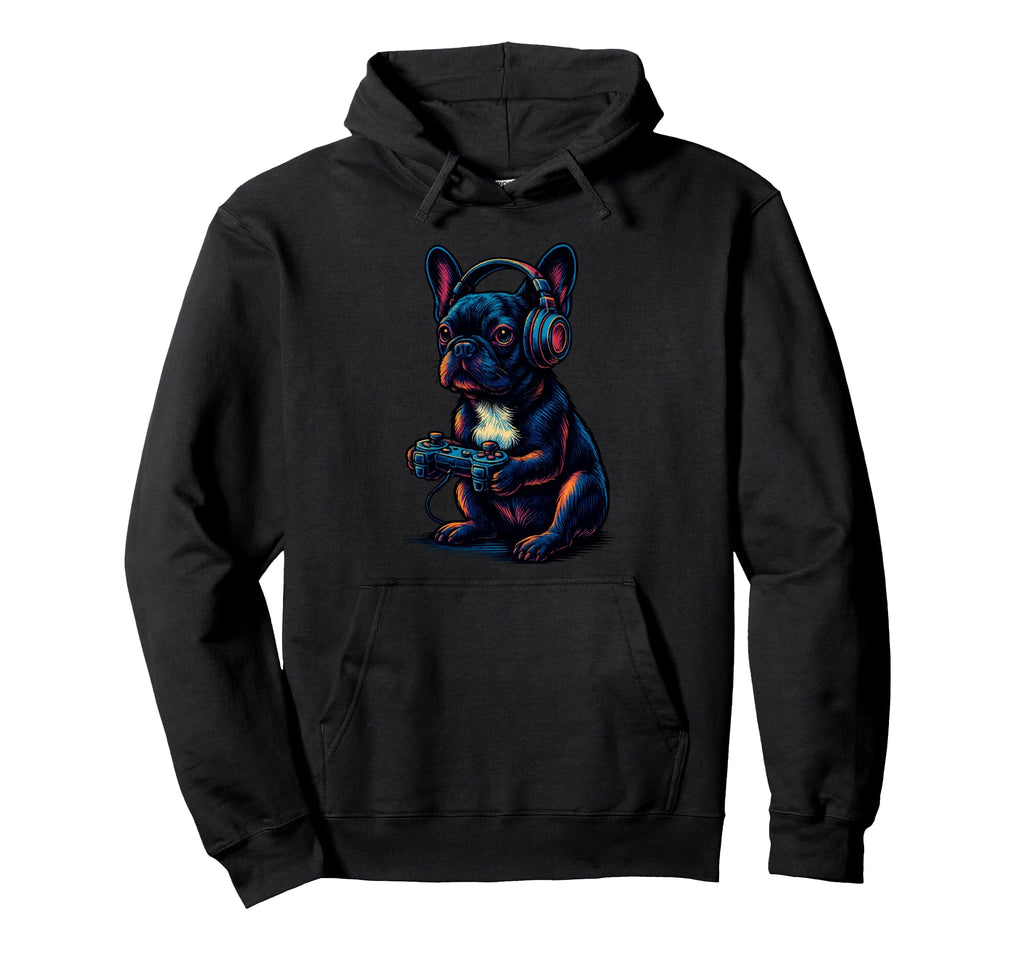 French Bulldog Gamer Gaming Dog Lover Hoodie - Graphic Print Unisex - T-Shirt, Sweatshirt, Hoodie