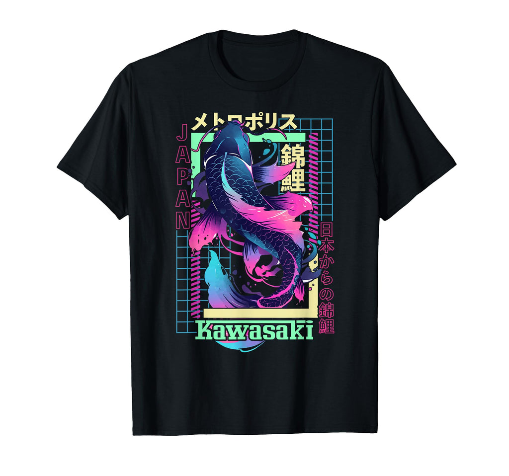 Kawasaki City Synthwave 80S Koi Carp T-Shirt - Minimalist Print Men Women - T-Shirt, Sweatshirt, Hoodie