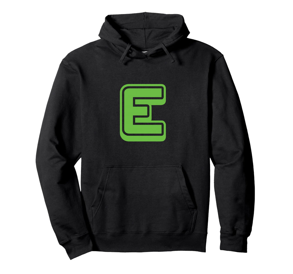 Bold Letter Green E Outline Alphabet Hoodie - Graphic Print for Adults - T-Shirt, Sweatshirt, Hoodie
