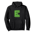 Bold Letter Green E Outline Alphabet Hoodie - Graphic Print for Adults - T-Shirt, Sweatshirt, Hoodie