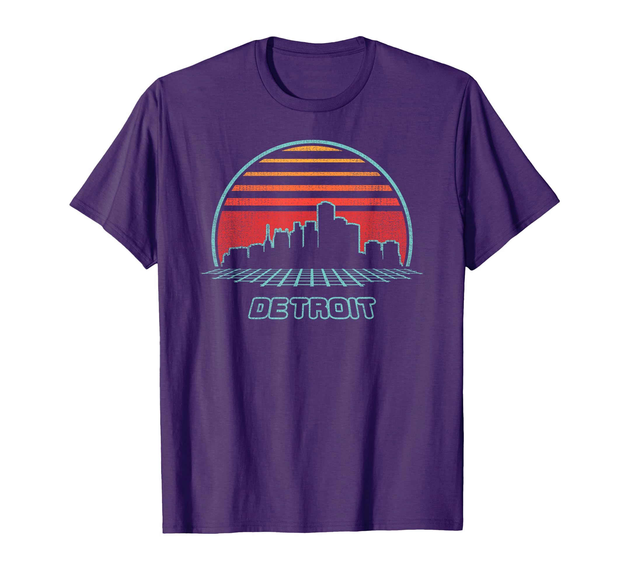 Detroit City Skyline 80S Souvenir Gift T-Shirt - Unique Graphic Men Women - T-Shirt, Sweatshirt, Hoodie