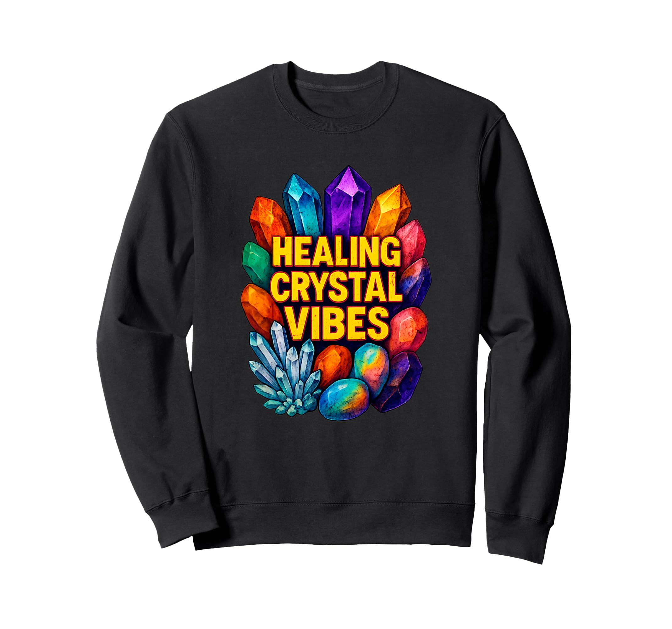 Healing Crystal Vibes Gemstone Sweatshirt - Aesthetic Graphic for Adults - T-Shirt, Sweatshirt, Hoodie
