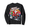 Merry Santa Riding Motorcycle Sweatshirt - Aesthetic Graphic for Adults - T-Shirt, Sweatshirt, Hoodie
