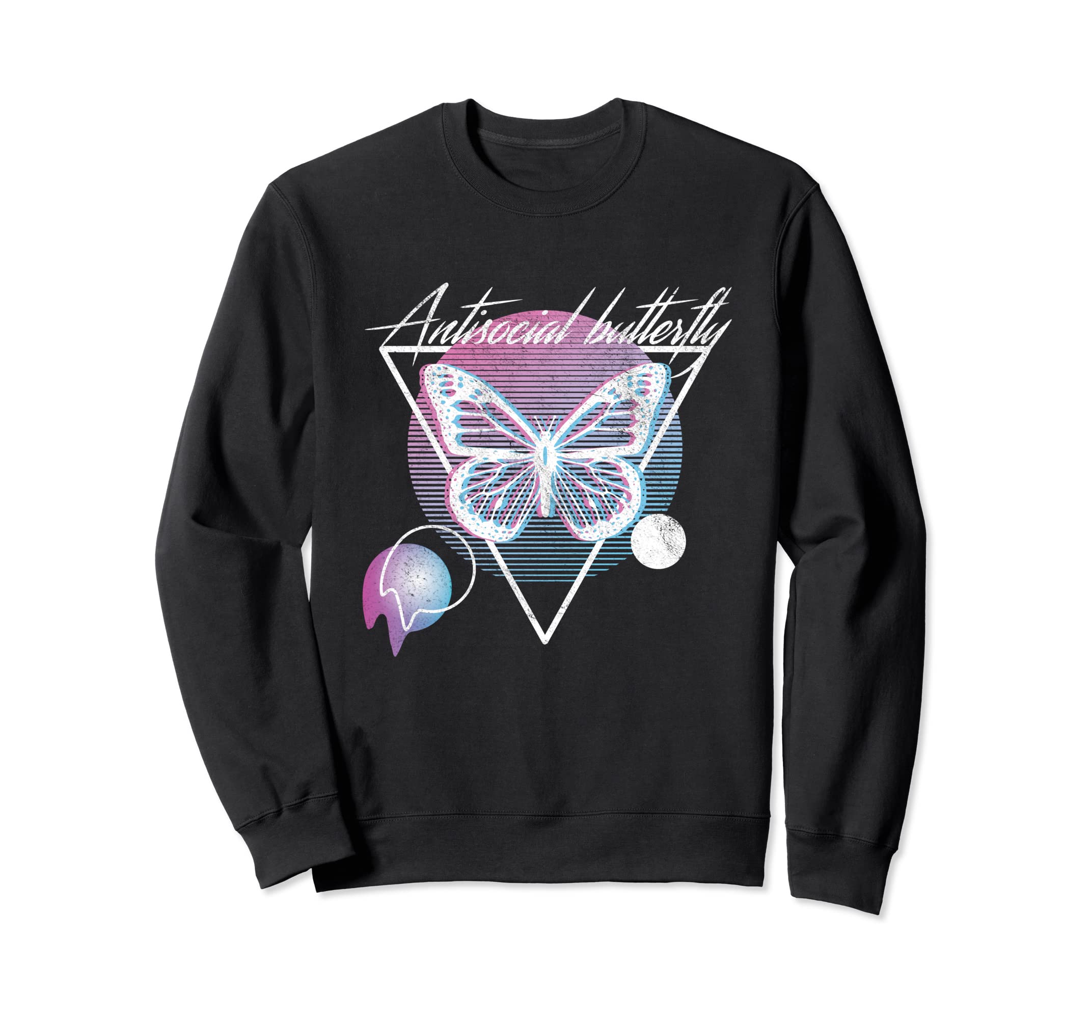 Antisocial Butterfly Vaporwave Sweatshirt - Unique Graphic Unisex - T-Shirt, Sweatshirt, Hoodie