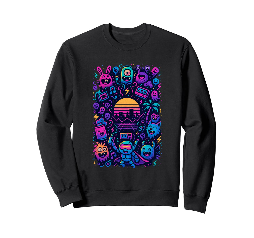 80S Synthwave Sweatshirt - Custom Art Print Men Women - T-Shirt, Sweatshirt, Hoodie