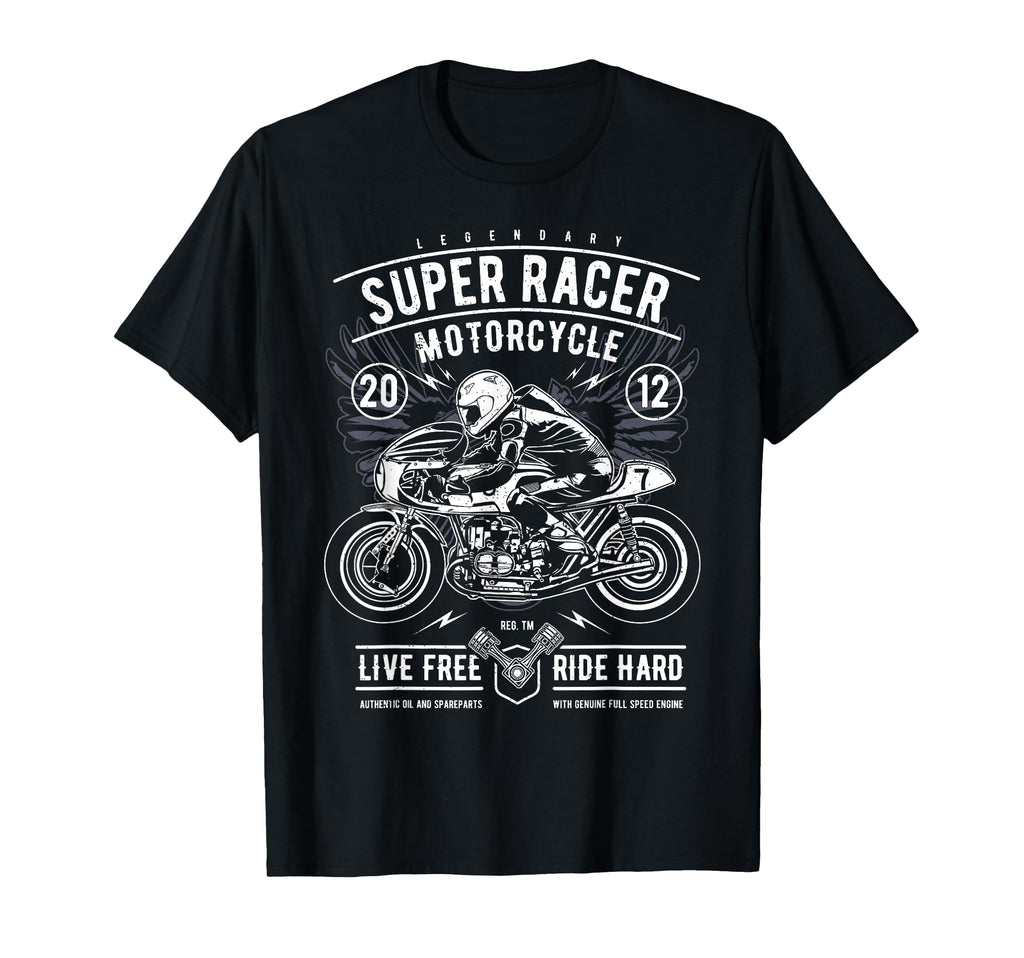 Super Racer Motorcycle Biker Cafe Racer T-Shirt - Custom Art Print Unisex - T-Shirt, Sweatshirt, Hoodie