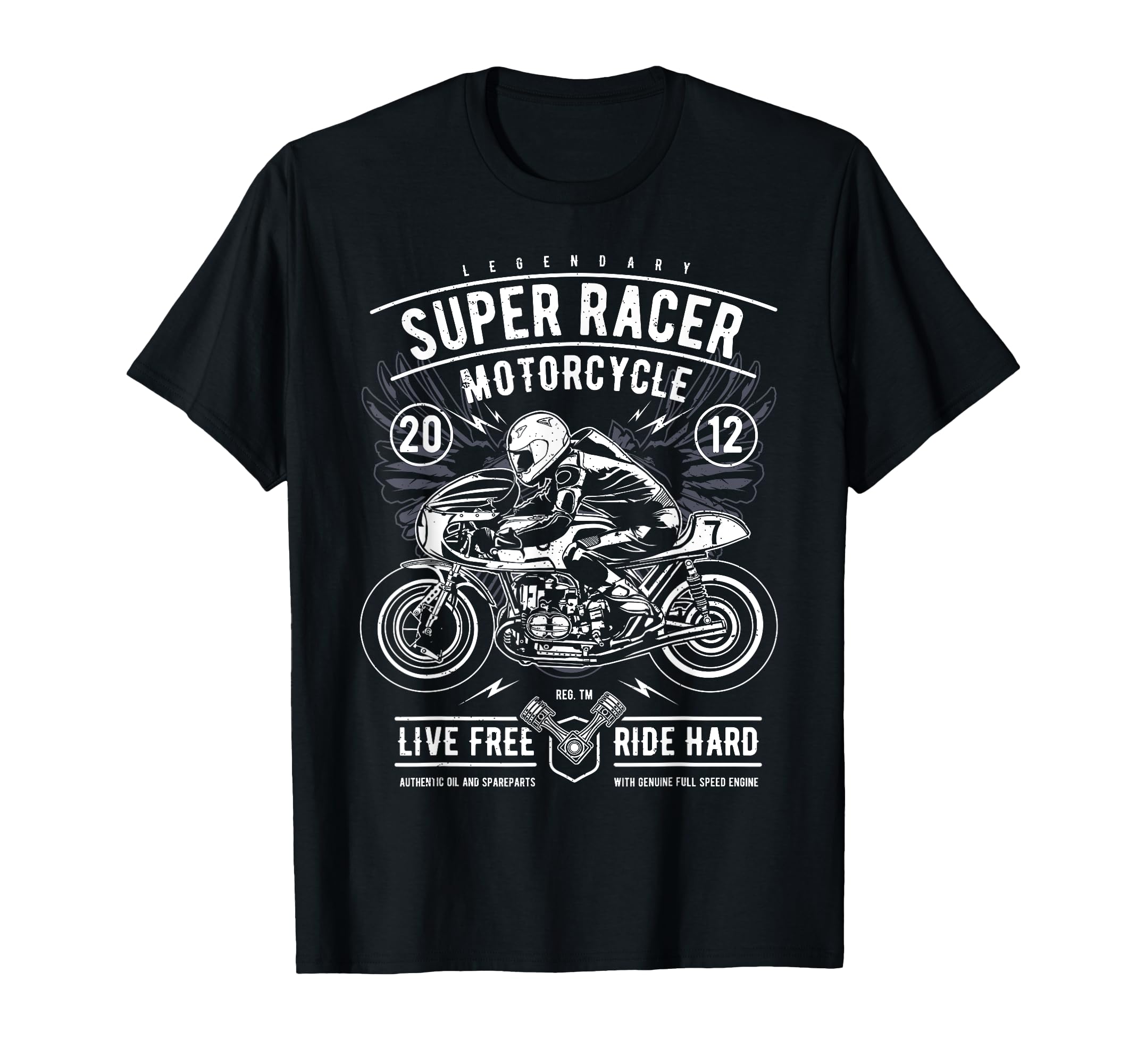 Super Racer Motorcycle Biker Cafe Racer T-Shirt - Custom Art Print Unisex - T-Shirt, Sweatshirt, Hoodie