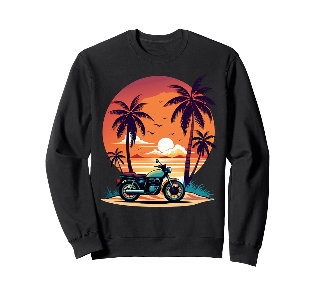 Motorbike Biker Motorcyclist Sunset Sweatshirt - Graphic Print for Adults - T-Shirt, Sweatshirt, Hoodie