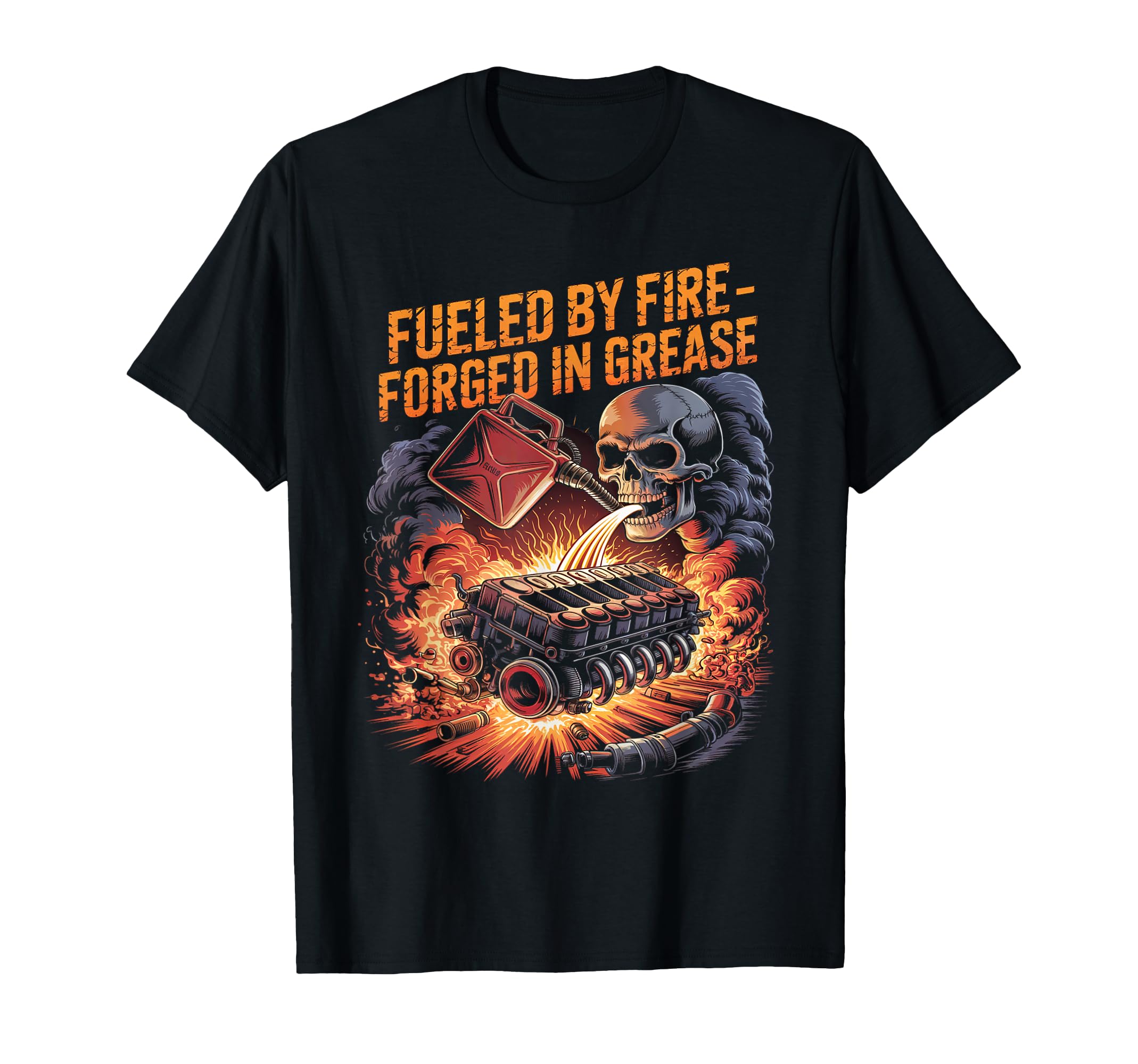Fueled Fire Forged Grease Motorcycle T-Shirt - Minimalist Print for Adults - T-Shirt, Sweatshirt, Hoodie