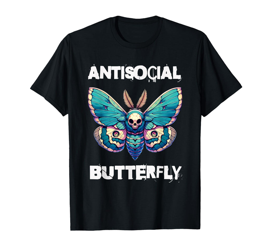 Antisocial Butterfly Funny Death Head Moth T-Shirt - Graphic Print Unisex - T-Shirt, Sweatshirt, Hoodie