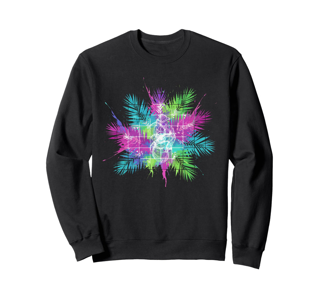 Synthwave Tropical Palm Leaves Color Sweatshirt - Graphic Print for Adults - T-Shirt, Sweatshirt, Hoodie