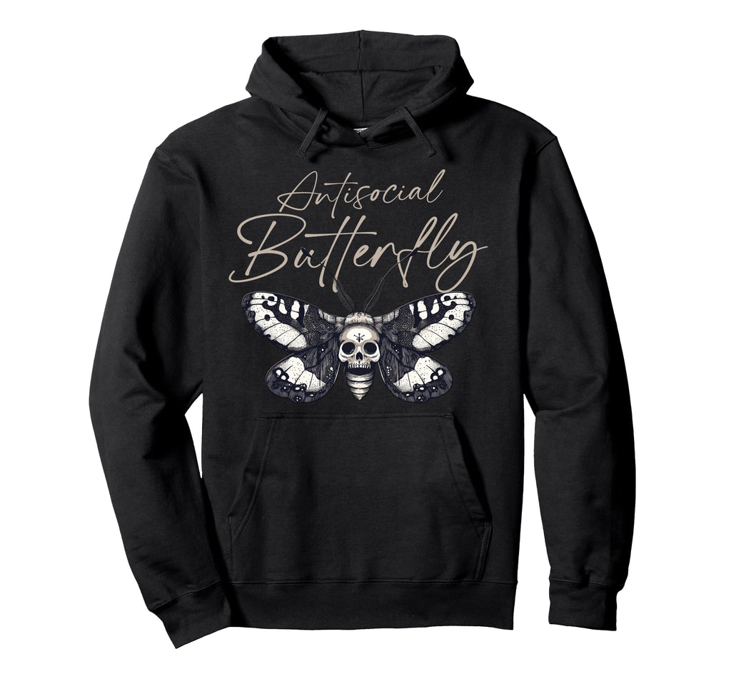 Antisocial Butterfly Hoodie - Unique Graphic for Adults - T-Shirt, Sweatshirt, Hoodie