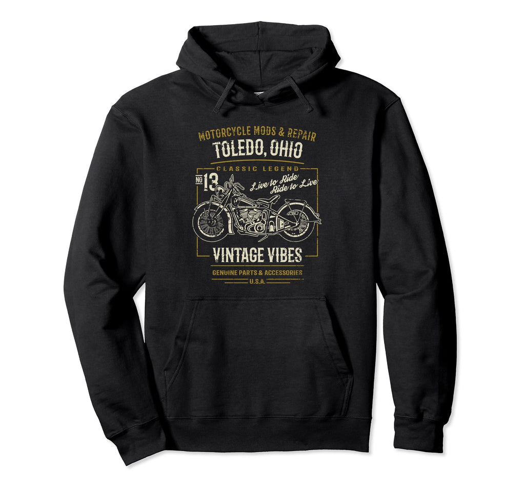 Toledo Oh Usa Distressed Motorcycle Hoodie - Aesthetic Graphic Unisex - T-Shirt, Sweatshirt, Hoodie