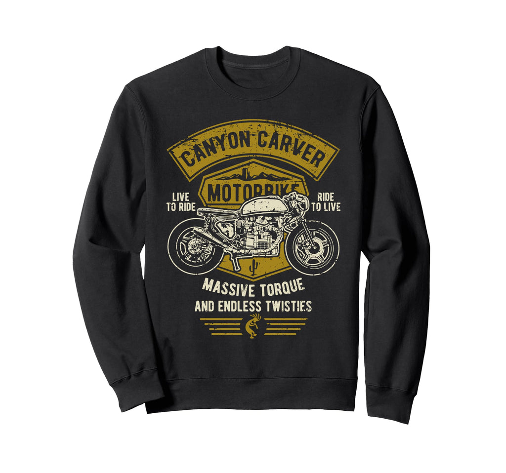 Canyon Carver Motorcycle Distressed Sweatshirt - Streetwear Style Unisex - T-Shirt, Sweatshirt, Hoodie