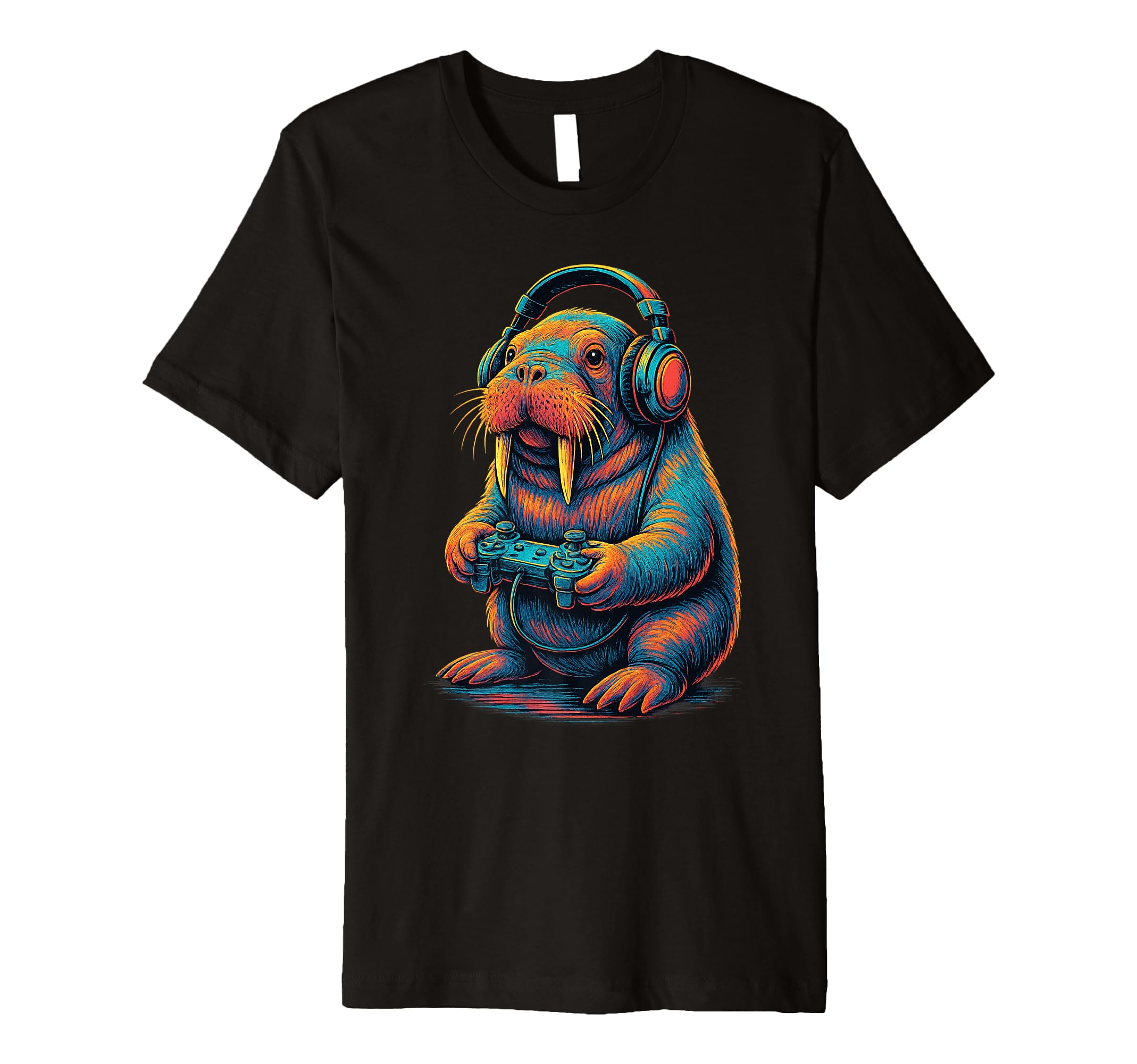 Walrus Gamer Gaming Animal Lover T-Shirt - Trendy Graphic Unisex - T-Shirt, Sweatshirt, Hoodie