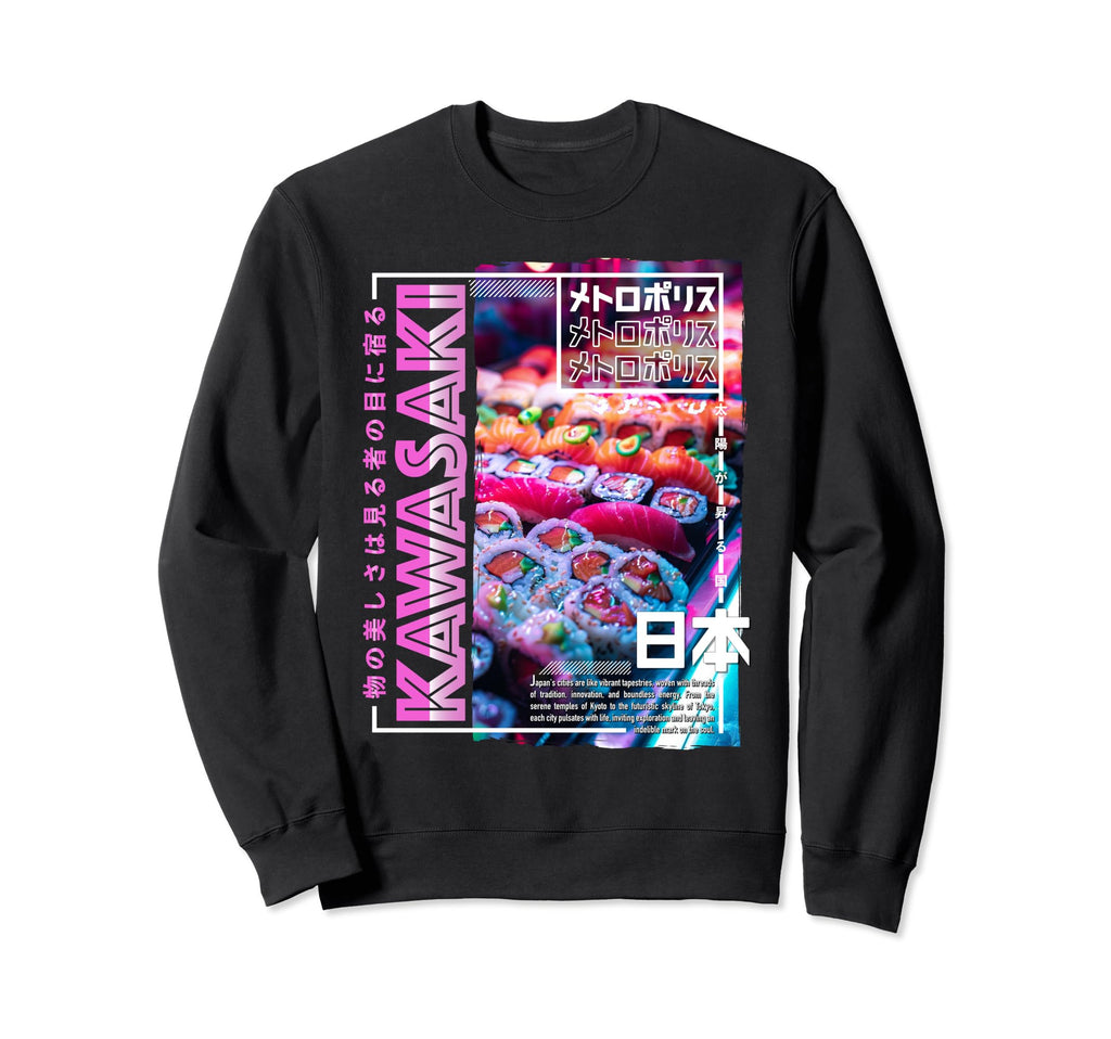 Kawasaki City 80S Synthwave Sweatshirt - Casual Everyday Wear for Adults - T-Shirt, Sweatshirt, Hoodie