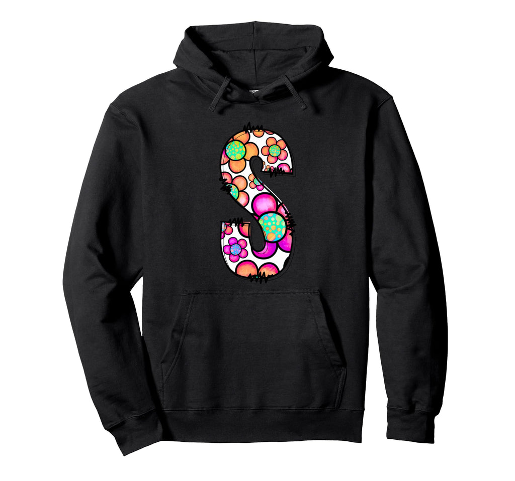 Floral Letter S Colorful Flower Hoodie - Streetwear Style Men Women - T-Shirt, Sweatshirt, Hoodie
