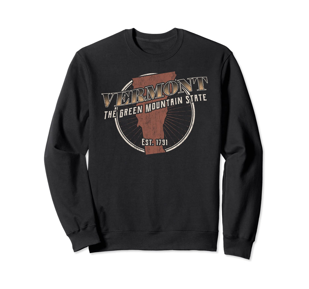 Vermont Distressed State Map Sweatshirt - Custom Art Print Men Women - T-Shirt, Sweatshirt, Hoodie