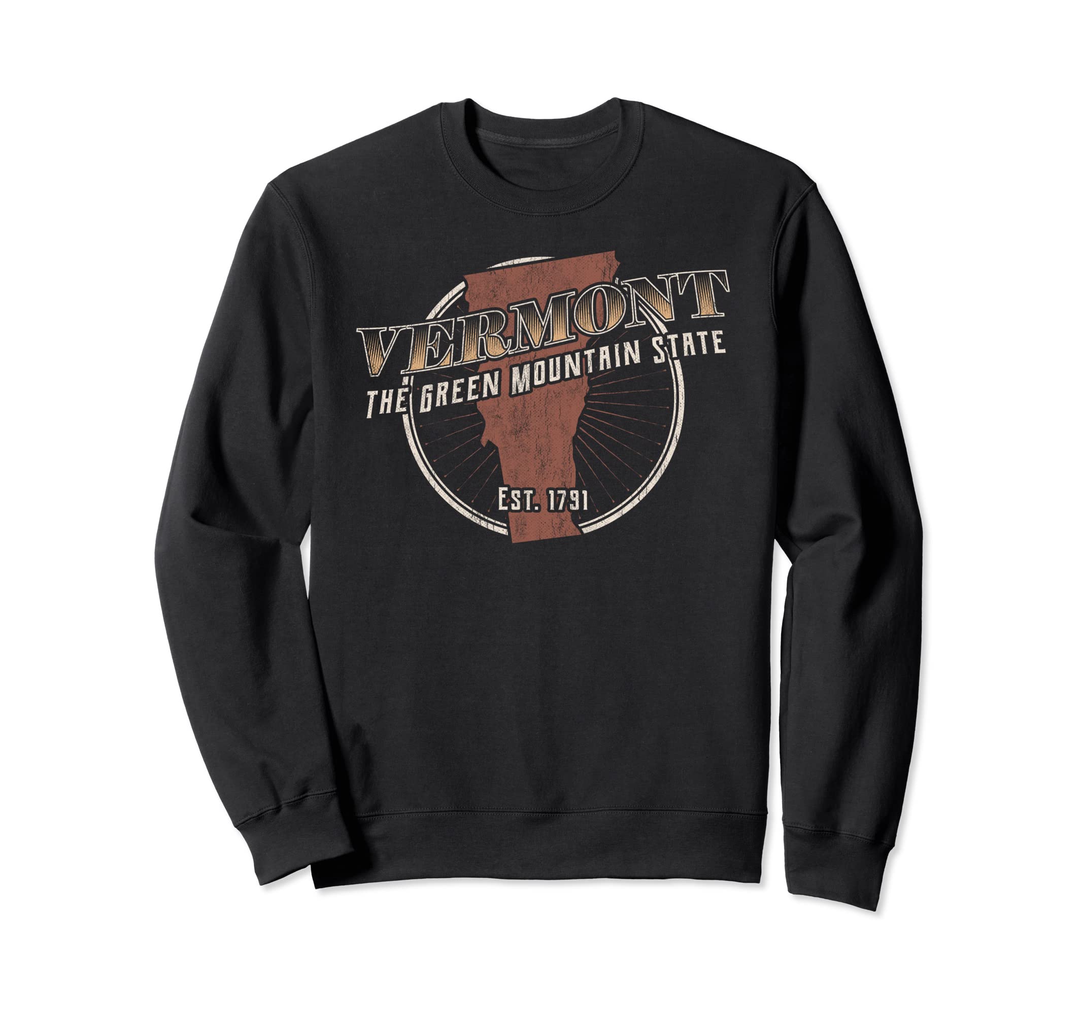 Vermont Distressed State Map Sweatshirt - Custom Art Print Men Women - T-Shirt, Sweatshirt, Hoodie