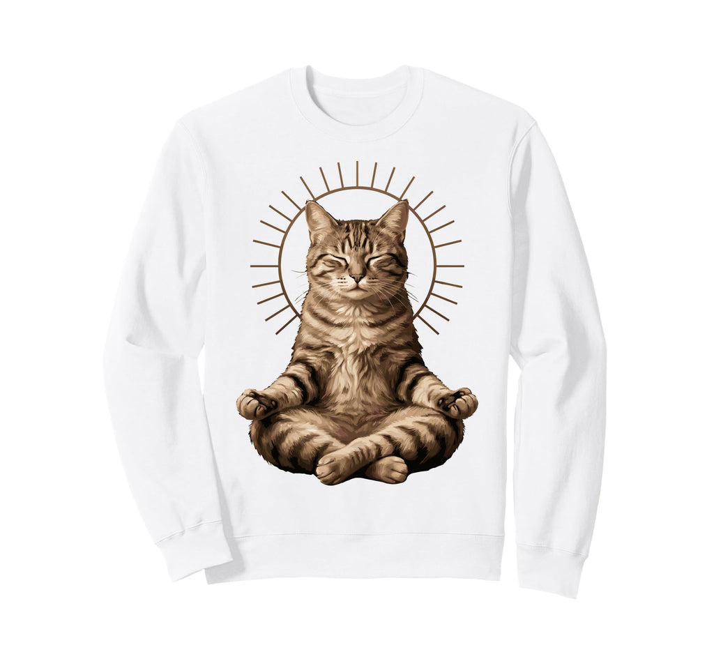 Yoga Meditation Lotus Pose Cat Sweatshirt - Minimalist Print Men Women - T-Shirt, Sweatshirt, Hoodie