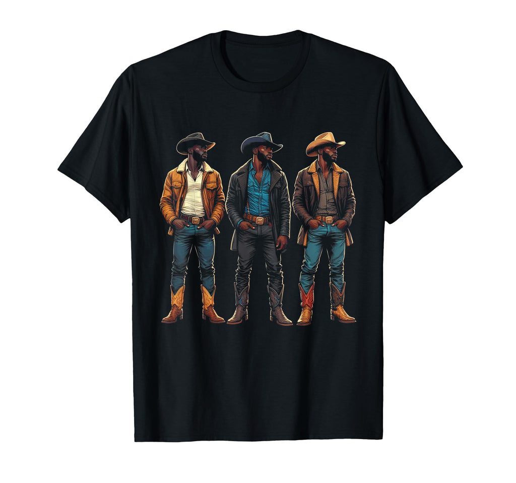 Black Cowboy Western Rodeo Melanin Black T-Shirt - Minimalist Print Unisex - T-Shirt, Sweatshirt, Hoodie