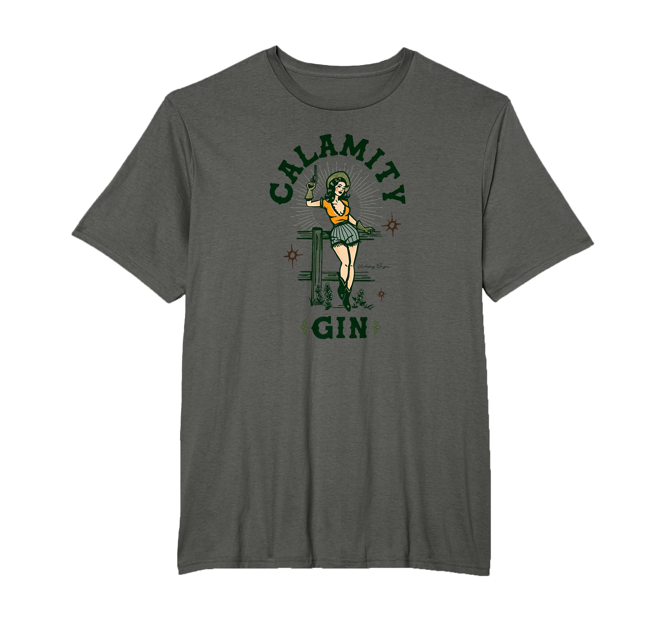 Calamity Gin Funny Pinup Cowgirl T-Shirt - Streetwear Style for Adults - T-Shirt, Sweatshirt, Hoodie