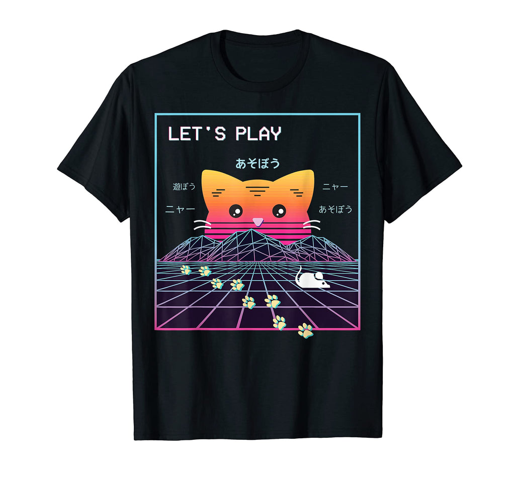Vaporwave Japanese Cat 80S Sunset T-Shirt - Minimalist Print Men Women - T-Shirt, Sweatshirt, Hoodie